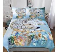 GFTTTFG Dreamcatcher Wolf Duvet Cover Sets, Bedding Bed for Adults Teenager Kids, Quilt Covers with Pillowcase Soft Comforter Cover 2 Pieces Single(135x200cm)