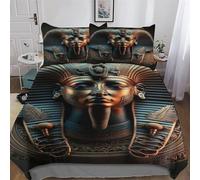 GFTTTFG Egyptian Pharaoh Duvet Cover 3D Bedding Set Soft Microfiber Comforter Cover Quilt Cover with Pillowcase for Kids Adult 2 Pieces Single(135x200cm)
