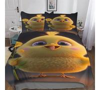 GFTTTFG Little Yellow Duck 3D Duvet Cover Microfiber Bedding Set Quilt Covers with Pillowcases Soft Comforter Cover For Boys Girls Single(135x200cm)