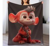 GFTTTFG Monkey Throw Blanket Flannel Blankets Soft Warm Printed Throws for Bed, Couch And Sofa for Kids Teen Young Boys Girls, （130×150cm）