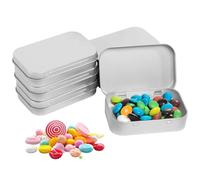 GFUEIGJ 6 PCS Small Metal Box with Lid Small Tin Box Metal Rectangular Storage Container for Pill, Earphone, Charging Cables, Cards, Home Organizer（9.5 x 6.5 x 2 cm）