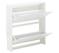 GFW Narrow High Gloss 2 Tier Shoe Cabinet - White, White
