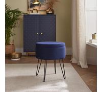 GFW Avery Velvet Storage Footstool - Blue