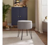 GFW Avery Velvet Storage Footstool - Grey