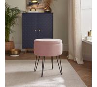 GFW Avery Velvet Storage Footstool - Pink