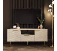 GFW Azariah 2 Door Single Drawer Single Shelf Ivory TV Unit - Size: 52.6 x 116.6 x 39cm - Wilko