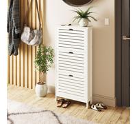 Bergen Three Tier Shoe Cabinet White, White