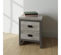 GFW Boston 2 Drawer Grey Bedside Table - Wilko
