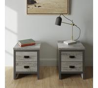 Gfw Boston 2 Drawer Bedside Table Pair Grey