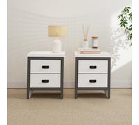 GFW Boston 2 Drawer Bedside Table Pair White, White