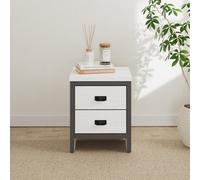 GFW Boston 2 Drawer Bedside Table White, White