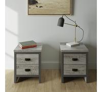 GFW Boston 2 Drawer Set of 2 Bedside Table - Grey