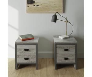 GFW Boston 2 Drawer Set of 2 Bedside Table - Grey