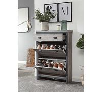 GFW Boston 2 Tier 1 Drawer Shoes Cabinet Grey