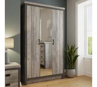GFW Boston 3 Door Mirror Wardrobe - Slate Grey