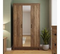 GFW Boston 3 Door Mirrored Wardrobe Knotty Oak, Brown