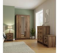 GFW Boston 4 Piece 3 Door Wardrobe Set - Dark Oak