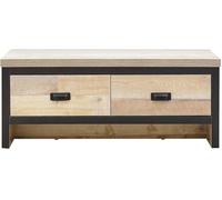 GFW Boston Coffee Table with 2 Drawers, Industrial Living Room Table with Oak Effect Finish, Contrasting Frame and 30mm Top Panel, Urban Style Centre Table