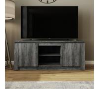 GFW Canyon 2 Door 2 Open Shelf Charcoal Grey Wide TV Unit - Size: 60 x 147 x 45cm - Wilko