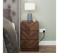 GFW Catania 3 Drawer Bedside Table Royal Walnut, Brown