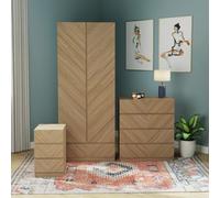 Catania 3 Piece Bedroom Set GFW Light Oak One Size