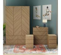 GFW Catania 4 Piece 3 Door Wardrobe Set - Oak