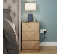 GFW Catania Pair of 3 Drawer Bedside Tables One Size Euro Oak