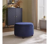 GFW Delilah Velvet Storage Ottoman - Blue