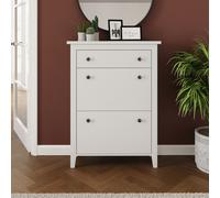 Deluxe Two Tier Shoe Cabinet - White