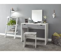 GFW Elizabeth 3 Drawer White Dressing Table Set with Mirror - Size: 49 x 100 x 129cm - Wilko