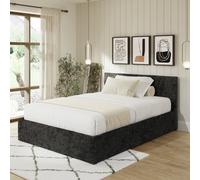 GFW End Lift Double Velvet End Lift Ottoman Bed - Black