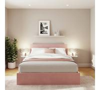 GFW End Lift Double Velvet Ottoman Bed With Mattress - Pink