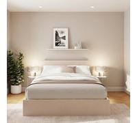 GFW King Size Natural Velvet End Lift Ottoman Bed - Wilko