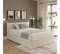 GFW Small Double Crushed Velvet End Lift Ottoman Bed- Cream