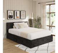 GFW End Lift Ottoman 150cm Black Crushed Velvet, Black