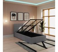 End Lift Ottoman Storage Bed GFW Mid Grey Single