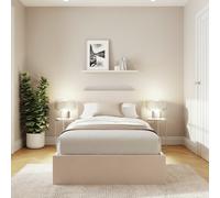 GFW End Lift Single Velvet Ottoman Bed & Mattress - Natural