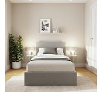 GFW End Lift Single Velvet Ottoman Bed With Mattress - Grey