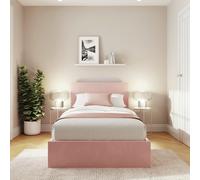 GFW End Lift Single Velvet Ottoman Bed With Mattress- Pink