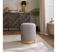 GFW Esme Velvet Storage Footstool - Grey