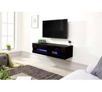 Galicia Wall Mounted TV Unit with LED - Black / 120cm