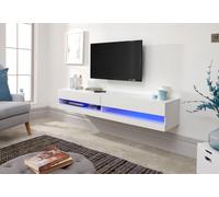 Galicia Wall Mounted TV Unit with LED - White / 180cm