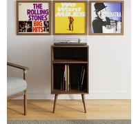 GFW Jaxon Compact Turntable Stand, Walnut Vinyl Record Storage Unit with Mid-Century Tapered Legs