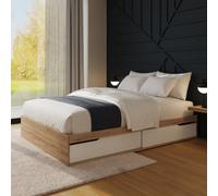 GFW Kai Small Double Wooden Storage Bed Frame - White & Oak