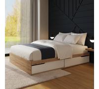 GFW Kai Double Wooden Storage Bed Frame - White & Oak