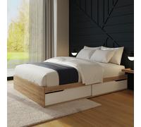 GFW Kai Small Double Wooden Storage Bed Frame - White & Oak