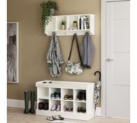 GFW Kempton Shoe Bench + Wall Rack in White GFW White