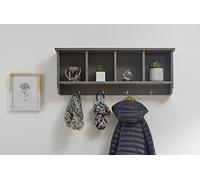 GFW Kempton Wall Rack with 4 Storage Cubbies & 3 Coat Hooks, Hallway Storage Shelf, Wall Mounted Coat Rack for Entrance, Hallway, Utility Room & Bedroom