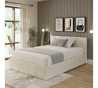GFW Kingsize Crushed Velvet End Lift Ottoman Bed - Cream