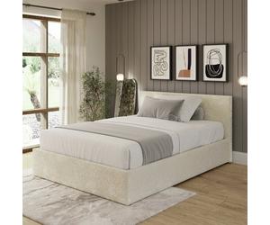 GFW Kingsize Crushed Velvet End Lift Ottoman Bed - Cream